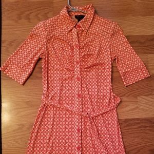 Laundry by Shelli Segal Orange and white geometric retro style dress